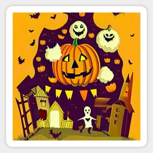 Halloween Scary Evil Pumpkin Funny Pumpkin Head Ghost Spooky Sticker